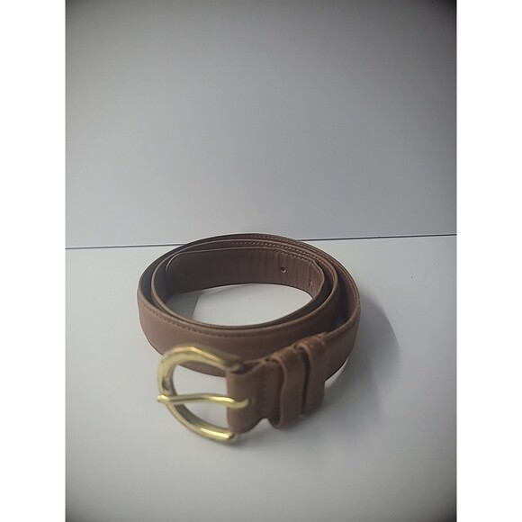 Vintage Coach Belt Woman M Medium Genuine Leather British Tan Brown 8400 - Picture 1 of 15